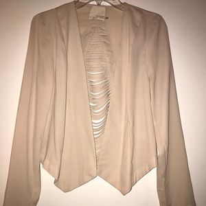 Blush open front blazer